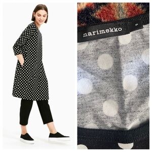 Marimekko Pallo shift black white polka dot cotton pockets midi S